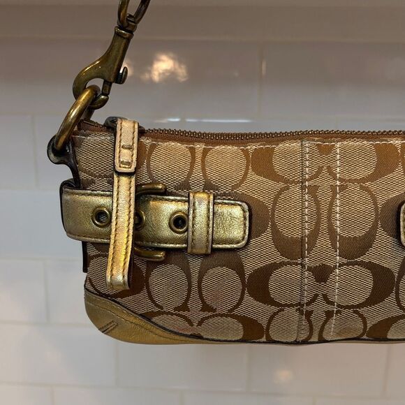 Coach Y2K Jacquard Signature Logo Double Buckle Baguette Mini Bag 🔥 - Picture 3 of 16